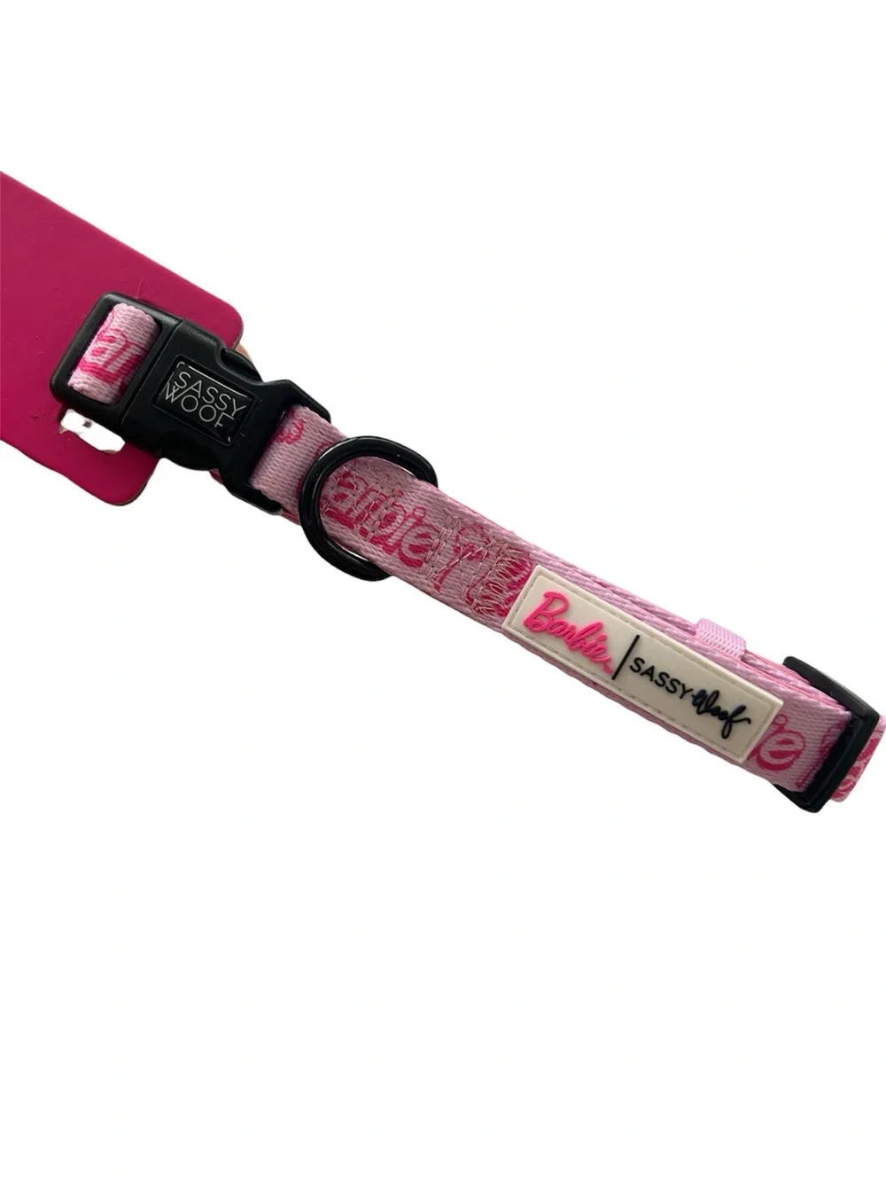 New Barbie X Sassy Woof Adjustable Collar Size Medium and Waste Bag Holder